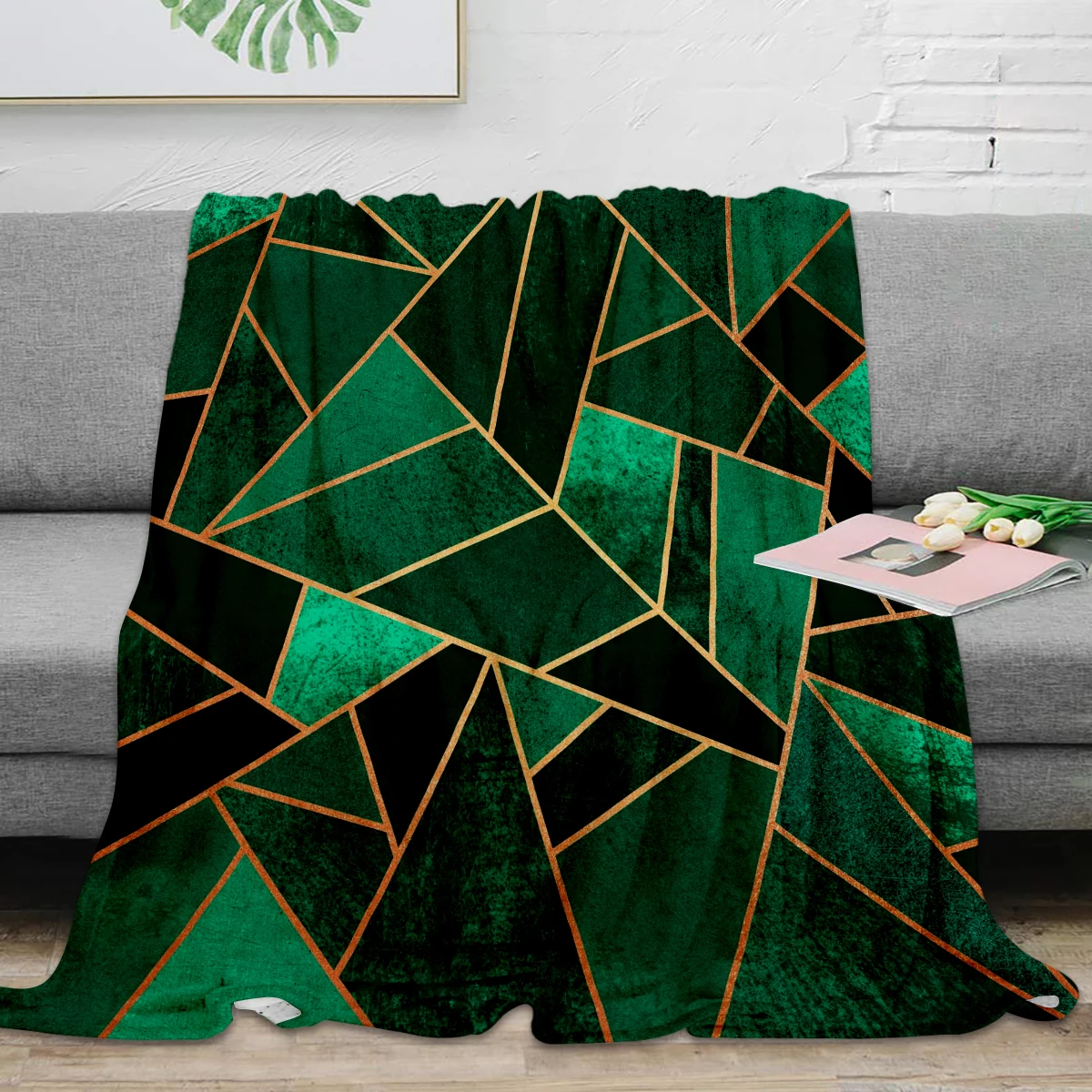 

BIGHOUSES Throw Blanket Emerald And Copper Throw Blanket Warm Microfiber Blanket Flannel Blanket Blankets For Beds