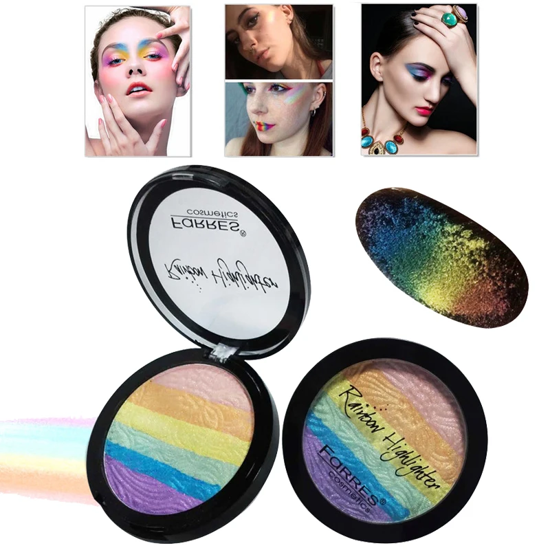 Colorful Pigmented Highlighters Baked Face Rainbow Highlighter Eyeshadow Powder Brand Makeup