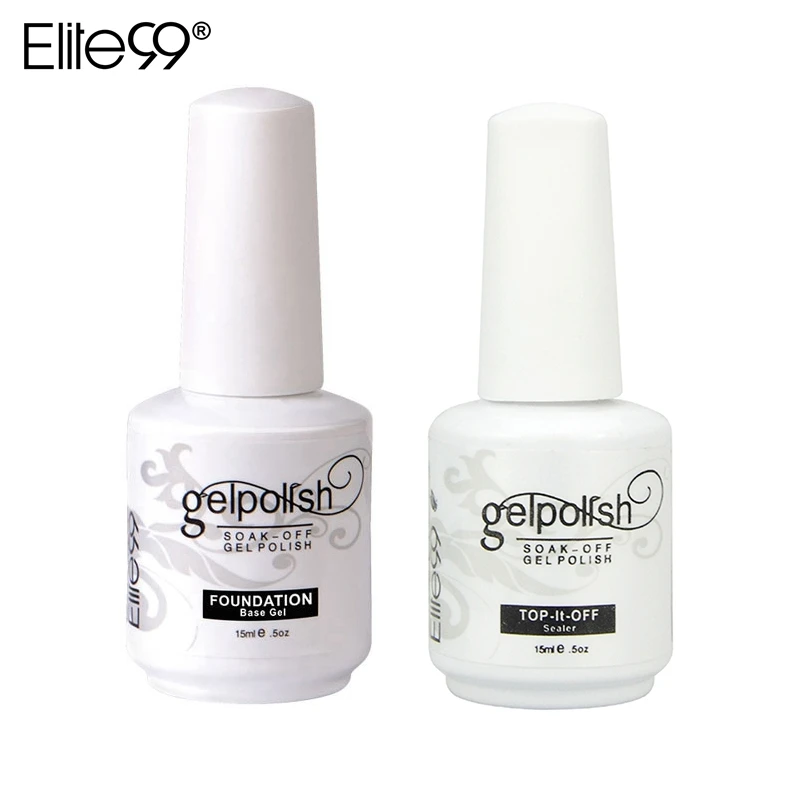 

Elite99 15ml Long Lasting UV Led Top Coat + Base Coat Gel Polish UV Nail Primer Soak Off UV Nail Gel Polish High Quality Coat