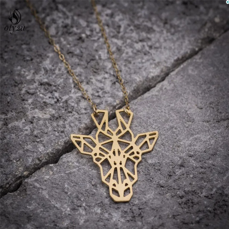 

Oly2u Geometric necklace giraffe necklace giraffe gift geometric animal animal jewelry minimalist necklace gold necklace minimal