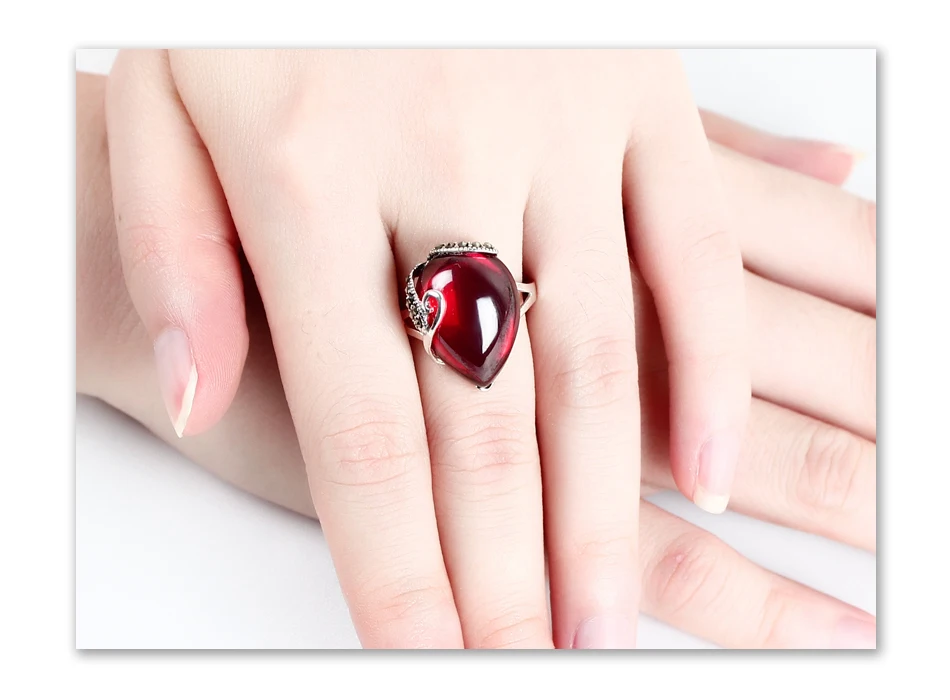 JIASHUNTAI ретро 925 пробы серебряные кольца для женщин винтажные кольца с натуральным камнем ювелирные изделия для женщин