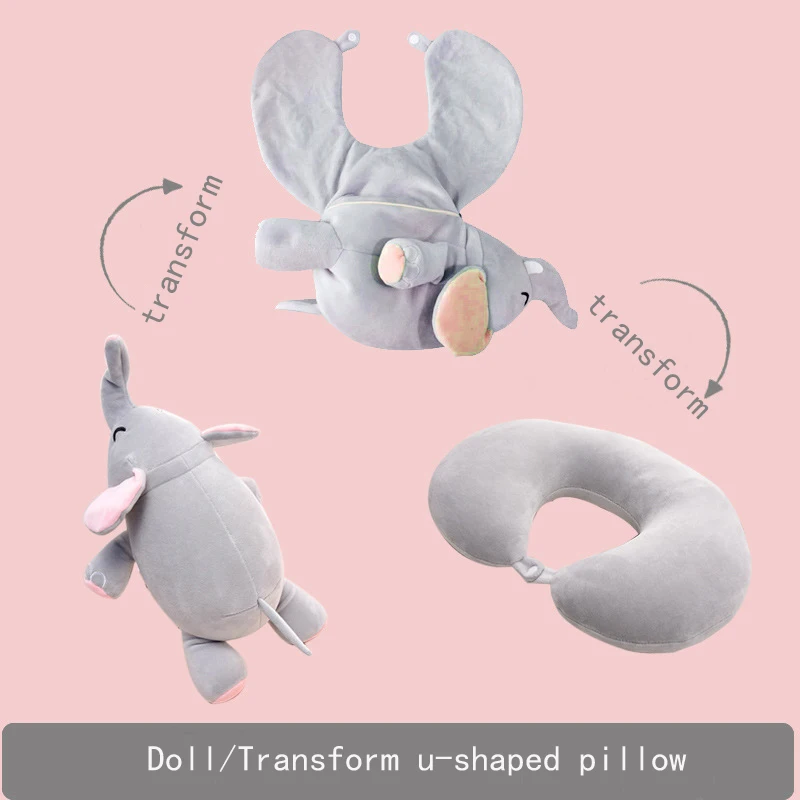  Doll Transform U-shaped Pillow Children Plush Toys Car Pillow Headrest U-shaped Travel Pillow Prote