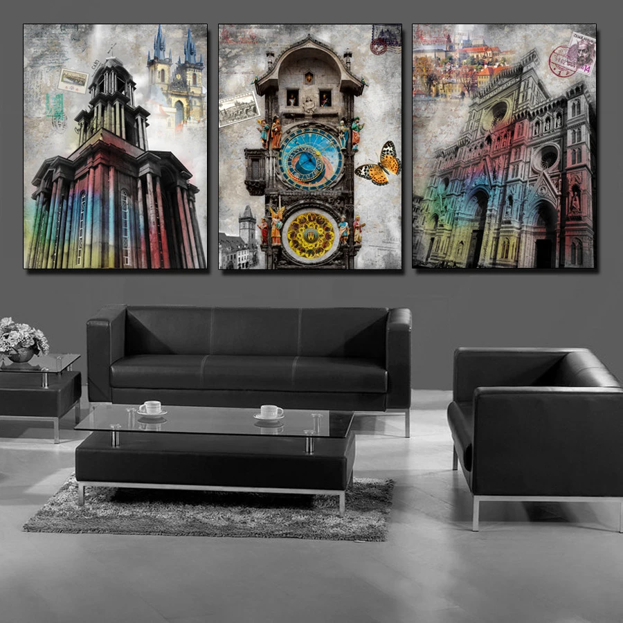 3 Panels Unframed Building Notre Dame De Paris Wall Art Picture Home 3 Panels Unframed Building Notre Dame De Paris Wall Art Picture Home Decor Oil Painting Onthe Canvas Retro Style Decal In Calligraphy From
