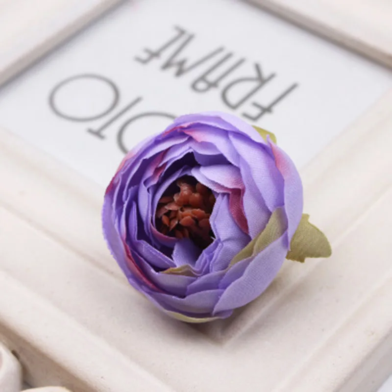 10pcs/lot 5cm Mini Rose Peony Head Silk Artificial Flower For Wedding Home Decoration DIY Wreath Scrapbook Gift Box Craft Flower 
