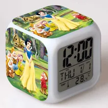 Белоснежка светодиодный Будильник 7 цветов вспышка/изменение цифровые часы электронный стол reloj despertador Детские Подарочные игрушки