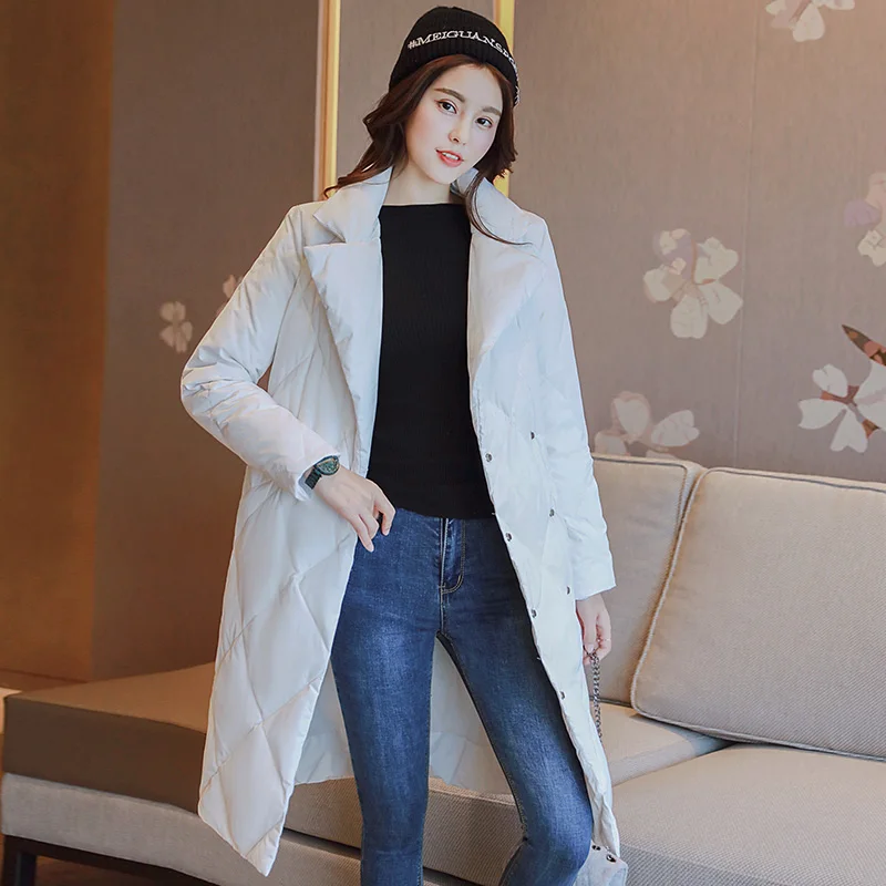 HIJKLNL 2017 New Long Down Jacket Women Down Coat Winter Parkas Women Duck Down Jackets Turn Down Collar Abrigos Mujer HB292