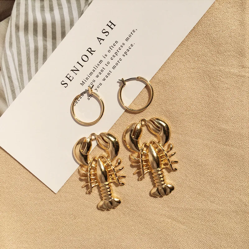 

Exaggerated Punk Gold Color Lobster Drop Earring for Women Geometric Shell Earrings Boho Statement Brincos 2019