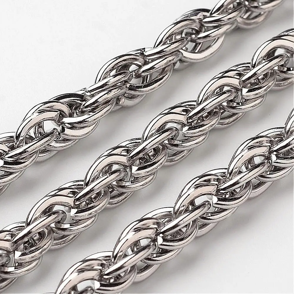 

316 Stainless Steel Rope Chains, Stainless Steel Color, 6mm,10m/lot