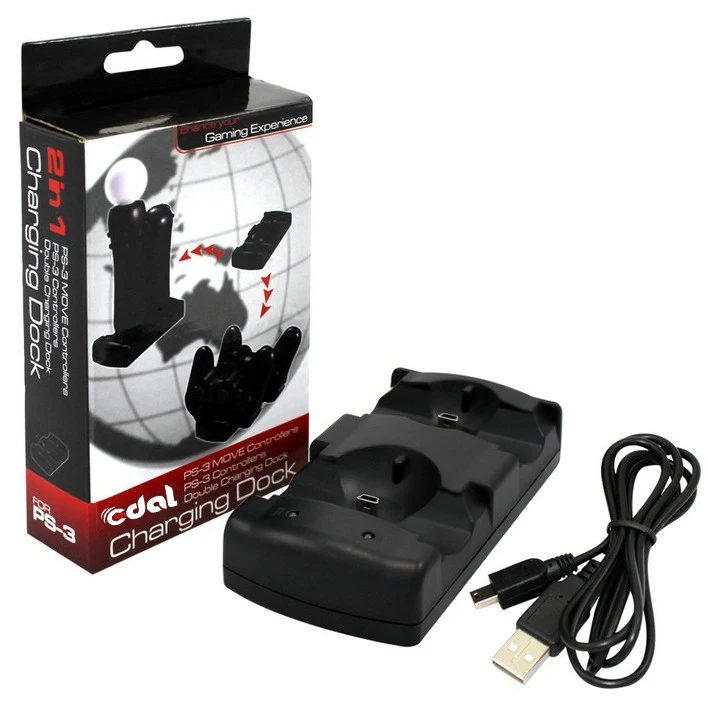 2 in 1 Daul USB Charging Station Charger Stand Dock for PS3 Move Controller Gamepads