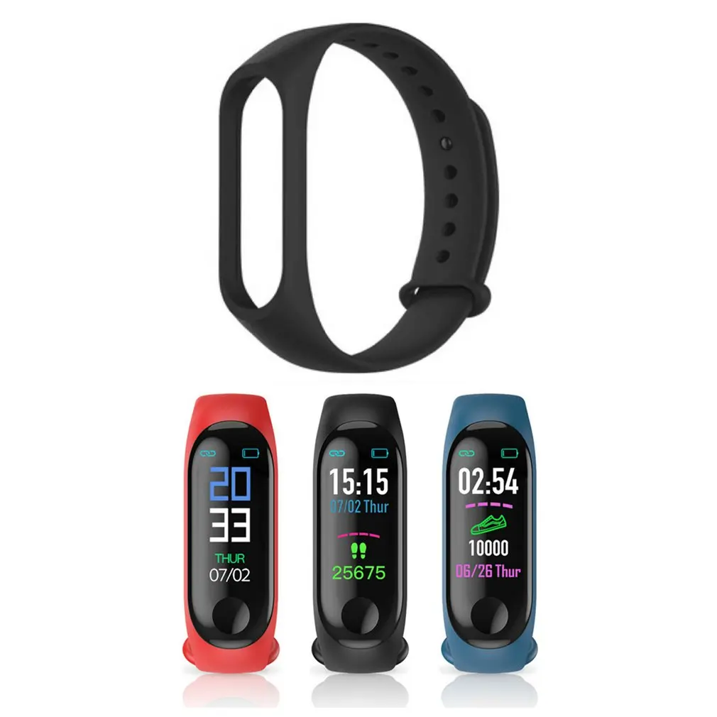 

M3 Smart Bracelet Strap Colorful Wristband Sports Bracelet Replacement Belt Skin-Friendly Material Monochrome
