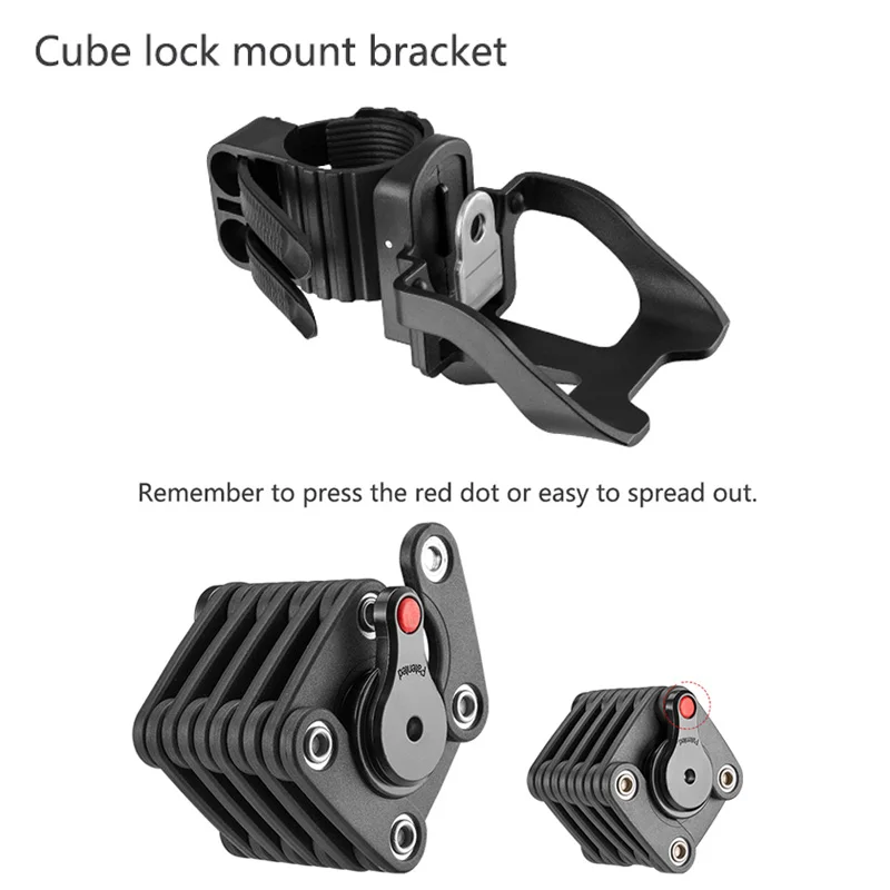 ROCKBROS Bicycle Multi-function Anti-theft Cube Chain Lock With 2 Keys Black
