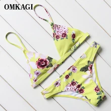 Новый Bikinis 2017 Цветочный Бразильский Бикини Набор Купальники Женщины Пляж Купальный Костюм Лето Бинты Купальник Горячая Низкой Талией Пляжная