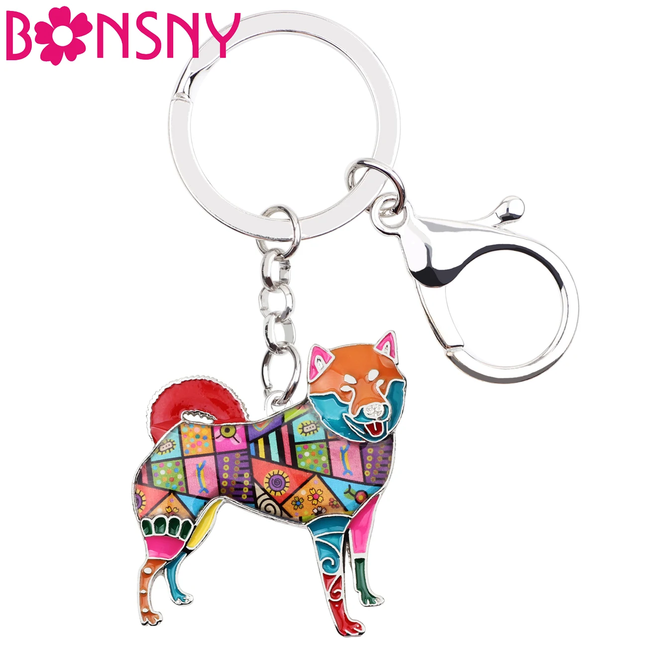 Bonsny металлический брелок Шиба ину брелок для ключей сумка Шарм эмаль собака брелок аксессуары сувенир Мода животное ювелирные изделия для женщин