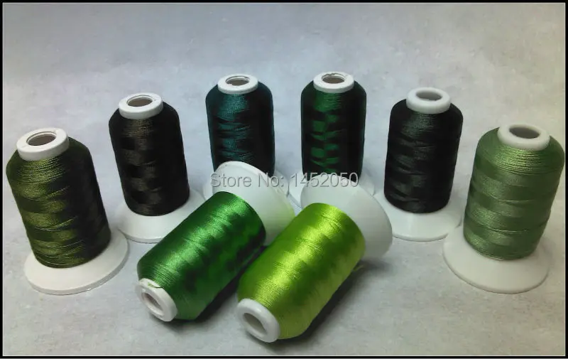 

GREEN COLORS Embroidery Machine Thread 8 Spools + 25pcs Type A Plastic Prewound Bobbins