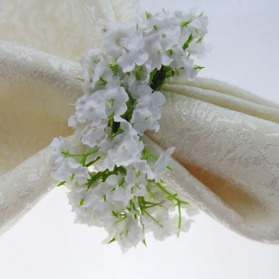 

free shipping artificial flower napkin ring , silk flower napkin holder