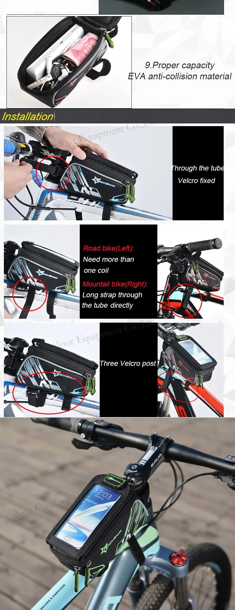 ROCKBROS велосипедная сумка для горной дороги дождевик сенсорный экран 6,0 'сотовый телефон велосипедная сумка Рамка Сумка велосипедная камера сумка аксессуары