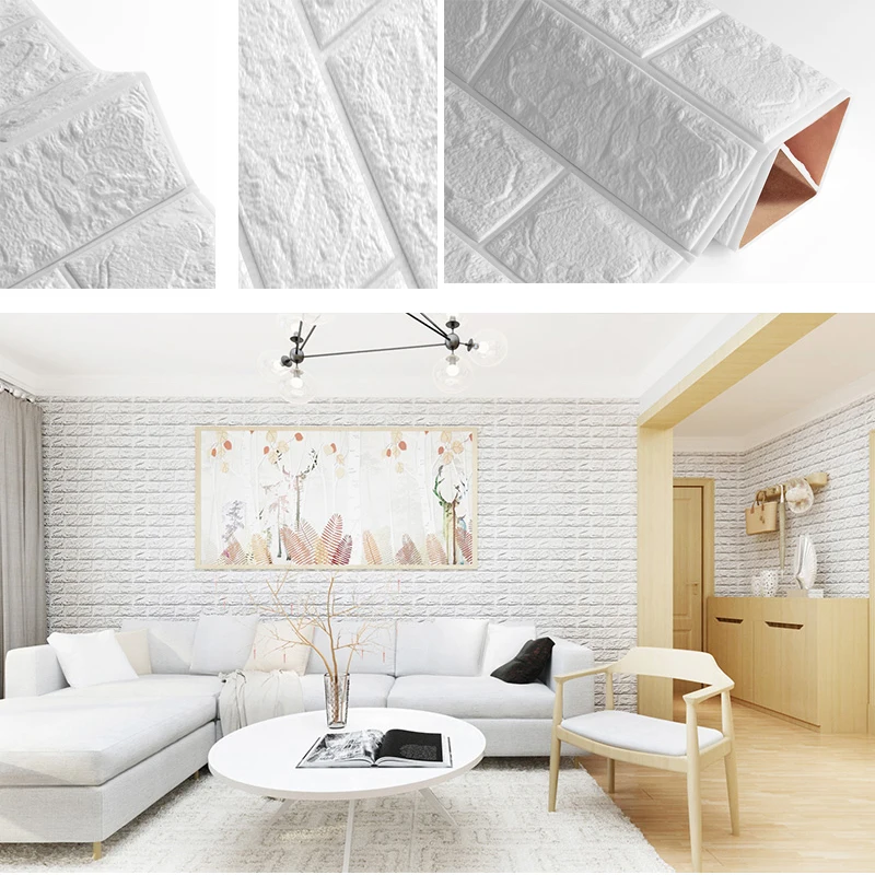 

Hot Sale PE Foam 3D Wallpaper DIY Wall Stickers Wall Decor Embossed Brick Stone Wallpaper Room House 60 X 30 X 0.8cm Backdrop