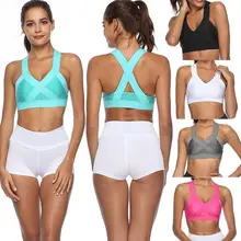 Бинты крест ремешок сзади спортивный бюстгальтер Для женщин Фитнес Push Up Bra Йога Training противоударный быстросохнущая топы спортивный жилет