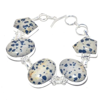 

Dalmatian Jaspers Bracelet Silver Overlay over Copper, 22.8cm , B3960