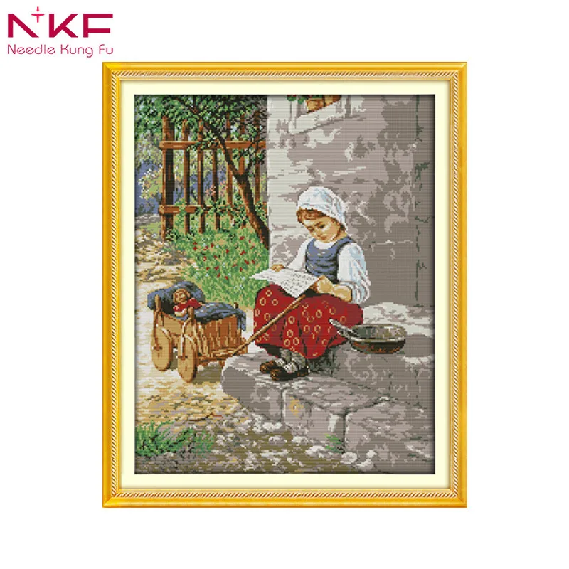 

Peasant girl counted patterns print on canvas cross stitch kit chinese embroidery needlework sets diy handicraft home decor 14CT