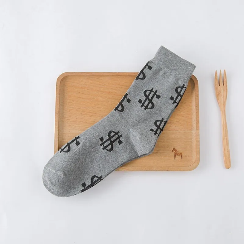 2018 новый осень и зима Для мужчин носки хлопок высокое качество доллар узор носки для Для мужчин Повседневное Бизнес носки