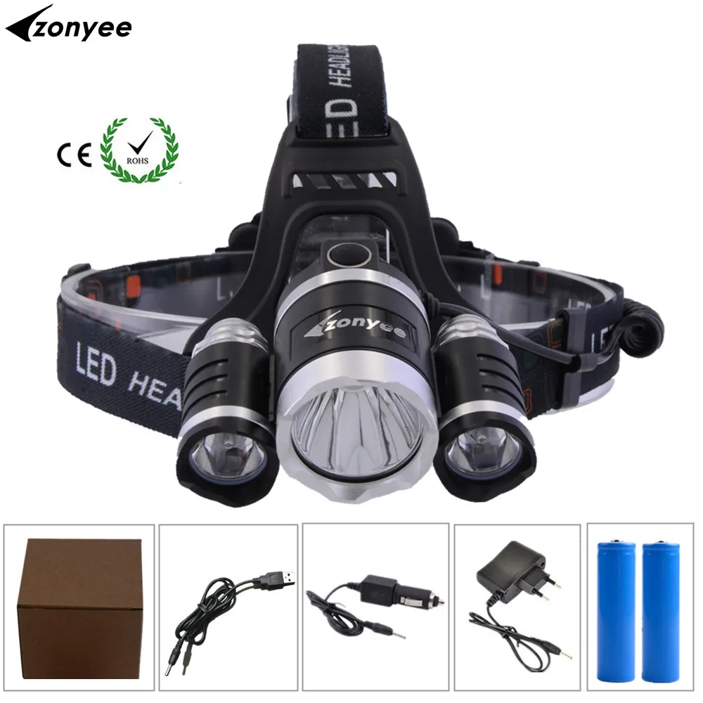 

CREE L2 Headlight Led Headlamp XML- L2 T6 4 mode Head Lamp Torch +2*18650 Battery+Car/AC/USB Charger for Hunting Camping Fishing
