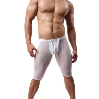 

KWAN.Z mens sheer pajamas brand-clothing transparent celos sexy mesh pajamas for men sleepwear silk loose pants mens nightwear