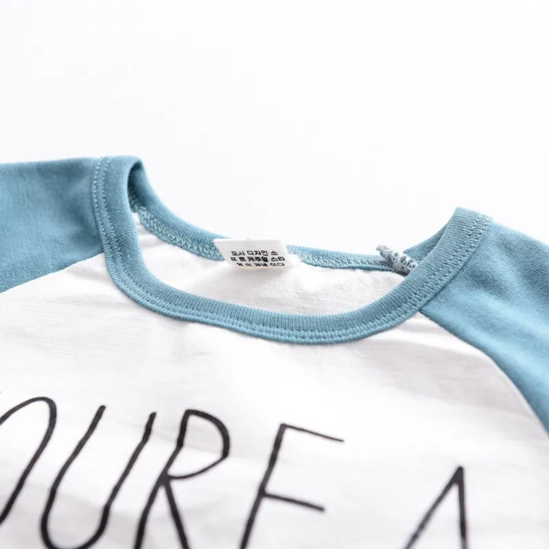 Children Clothing Long Sleeve Girl T-shirt Boys Girls Tops Tee Shirts Letter Print Toddler Boy Shirts Patchwork Kids Clothes  