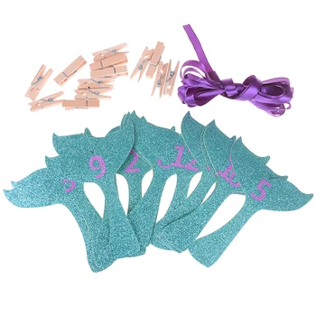 

1st Birthday Party Paper Monthly Photo Banners Mermaid Party Garland First Birthday Party Decoration Kids Party Supplies
