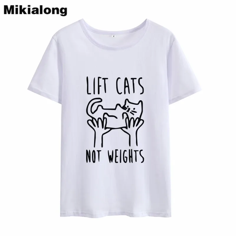 Футболка Mrs win LIFT CATS NOT weies женская летняя 2018|Футболки| |