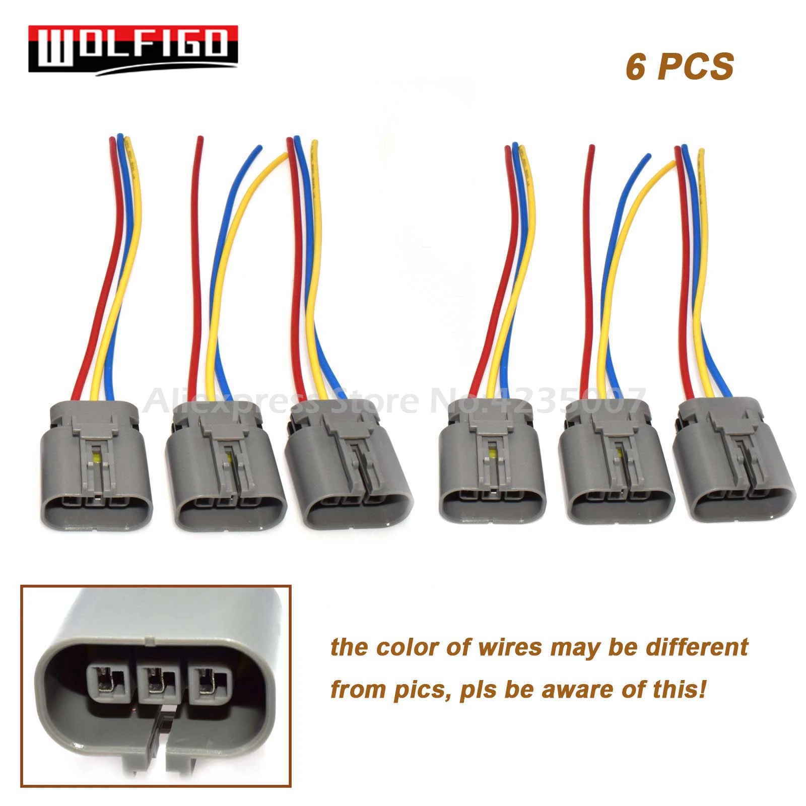 WOLFIGO New 1 PC or 6 PCS 3 Pin Way Ignition Coil Pack Wiring Connector