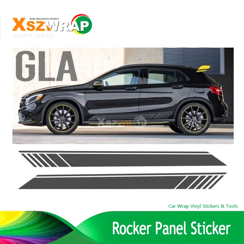 

Car-Styling 1 Style Side Skirt Racing Stripe Vinyl Decal Stickers for Mercedes Benz W176 A Class A180 A200 A250 A45 AMG