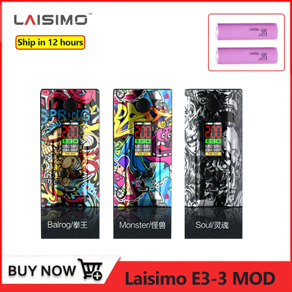 

Electronic Cigarettes Laisimo E3-3 Spring 200W Box Mod Temperature Control Vaporizer Powered By Dual 18650 Battery