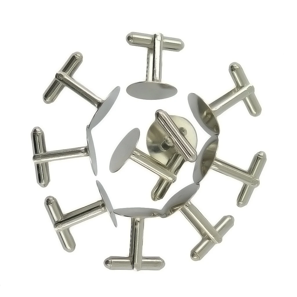 

10Pcs DIY Cufflinks Blanks, Cuff Links Button Cabochon Blank Bezel Trays Frame Setting Handmade Jewelry Business Party Cufflink