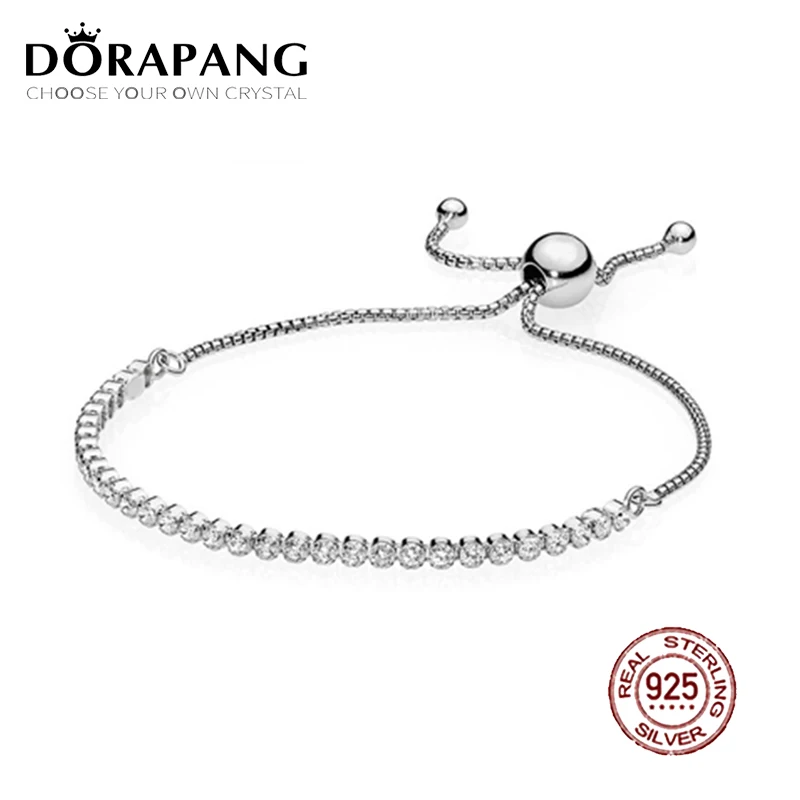 

DORAPANG 2018 New 100% 925 Sterling Silver Bracelet Sparkling Strand Bracelet Clear CZ Bead For Women Fashion DIY Gift Jewelry