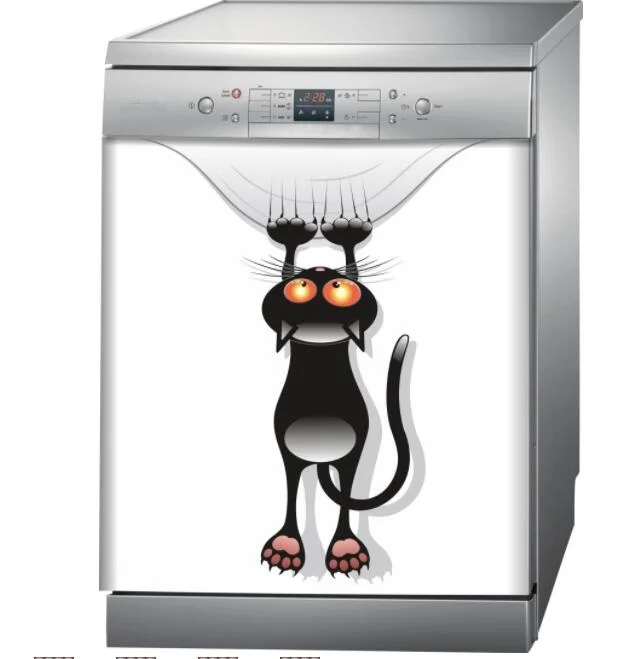 3D самоклеящаяся наклейка для посудомоечной машины s мультяшный юморный стикер на стену с кошкой детский художественный чехол на дверь холодильника украшение кухни