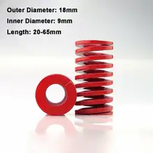 Molde de compressão de carga média vermelha, mola de compressão de 18mm de diâmetro interno 9mm, mola para carga, 1 peça 20-65mm