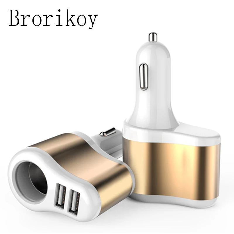 

3 in 1 Metal Car Charger for iPad iPhone Samsung Xiaomi HTC Fast Charge Adapter Mobile Phone Car Cigarette Lighter Car-Charger