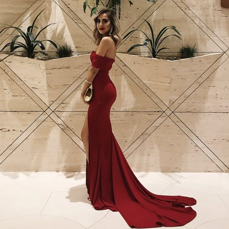 

ARiby Women Tight Slimming Dress Summer Sexy Party Long Dress 2019 New Lady Sexy Backless V Collar High Split Floor-Length Dress