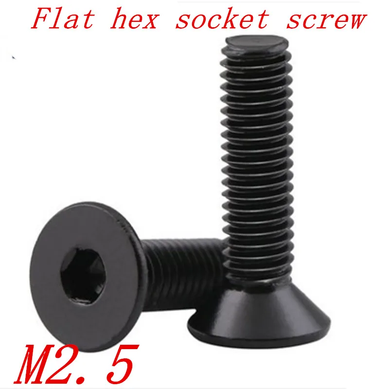 50 шт./лот DIN7991 grade 10 9 allen hex M2.5 * 4/5/6/8/10/14/16/20 m2.5 черная Шестигранная розетка плоская