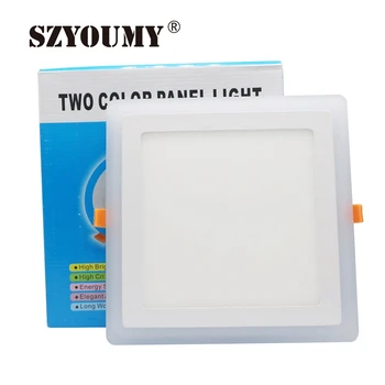 

SZYOUMY 6W 9W 18W 24W Led Ceiling Recessed Panel Light Painel Lamp Home Decoration Round Square Led Panel Downlight Blue+White