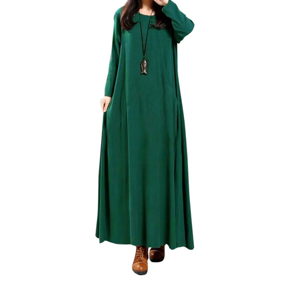 

Wine Red Black Dark Green Retro Vintage Long Dress With Sleeves O Neck Autumn Maxi Dresses For Women Office Work Clothes H6017