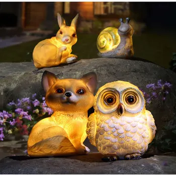 

Solar Resin Owl Dog Rabbit Snail Waterproof Light Outdoor Garden Yard Decorative Lamp Solar Lovely Animal Park Lamp