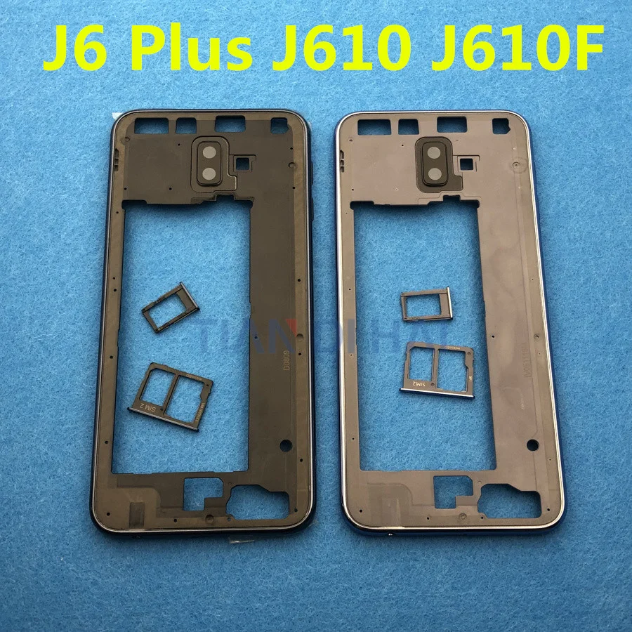 

J6+ Middle Frame Housing Bezel SIM card tray For Samsung Galaxy J6 Plus J610 J610F Middle Plate Rear Housing Replacement