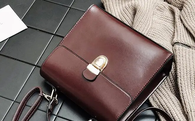 Новая Корейская версия ретро Мода Ретро масло-кожа замок Портативная сумка