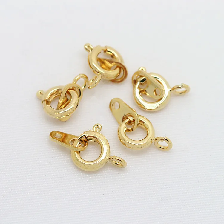 

2PCS 6x9MM 24K Champagne Gold Color Plated Brass Spring Round Clasps Necklace Clasps High Quality Jewelry Accessories