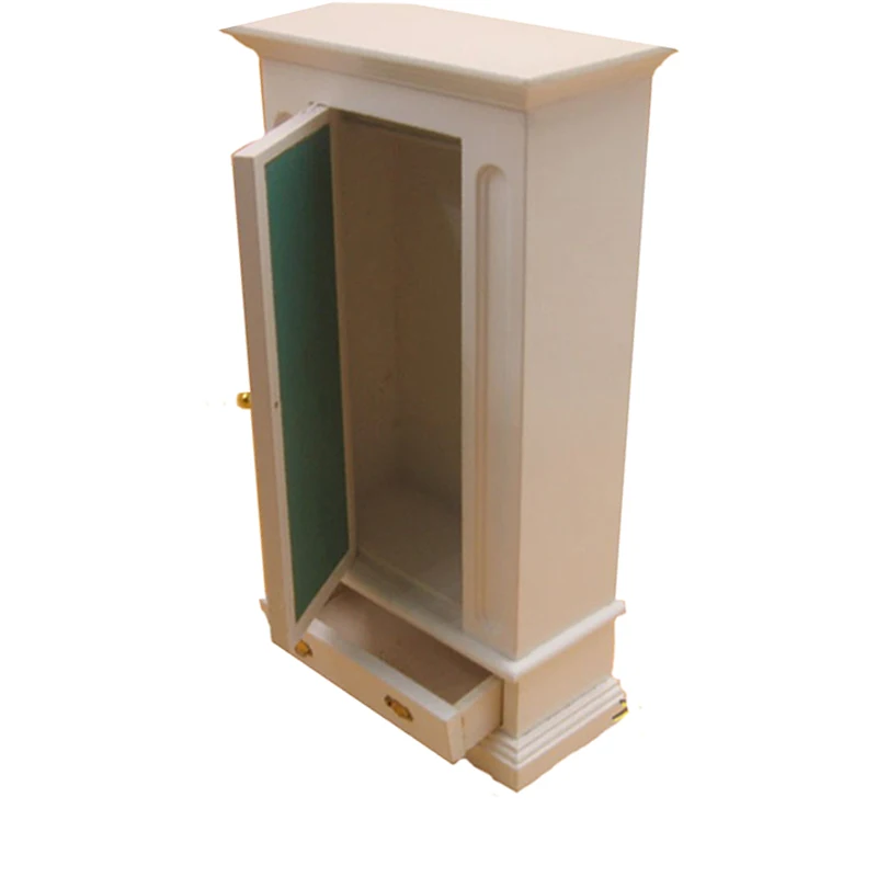 1:12 دمية دمية الأثاث الأبيض اليدوية خزانة مع أدراج مرآة نموذج منزل الدعائم لعب للأطفال