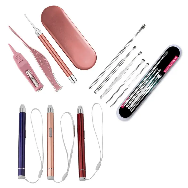 

Baby Ear Wax Pickers Cleaner Set Flashlight Earpick Earwax Remover Luminous Light Spoon Cleaning Tool