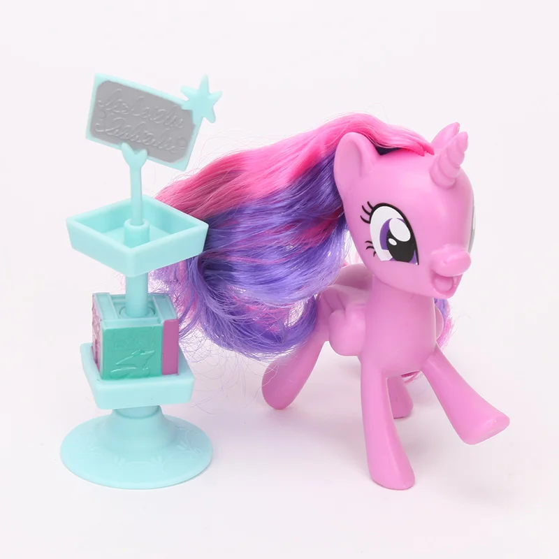 8 см игрушки My Little Pony где бы вы ни находились-ла тротте Сумеречной искоркой редкость ПВХ фигурка героя комплект с магазин переноски мини игрушечных пони