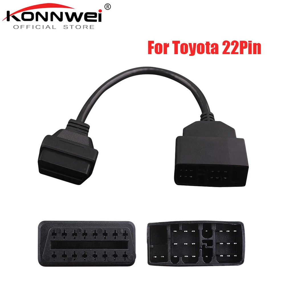 

OBD OBD2 Car Diagnostic Connector 22 Pin To 16 Pin For Toyota 22PIN OBDII Cable Adapter Transfer For Toyota 22Pin To OBD 2 16Pin